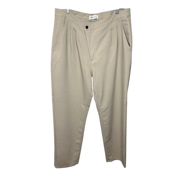 Abercrombie & Fitch Cross Over Button Tailored Straight Trouser Pants Beige - Picture 1 of 3